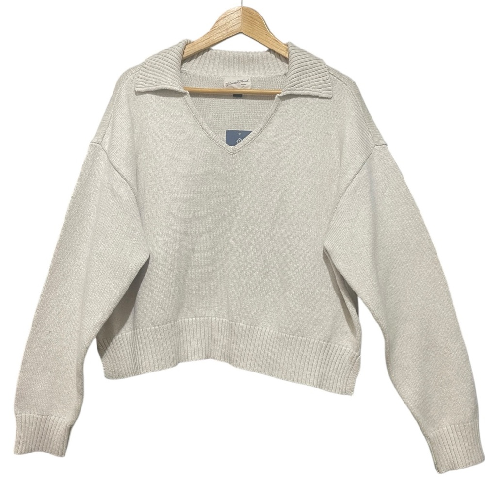 Universal Thread Women's Collared Neck Pullover Oatmeal Sweater XL - Picture 2 of 4